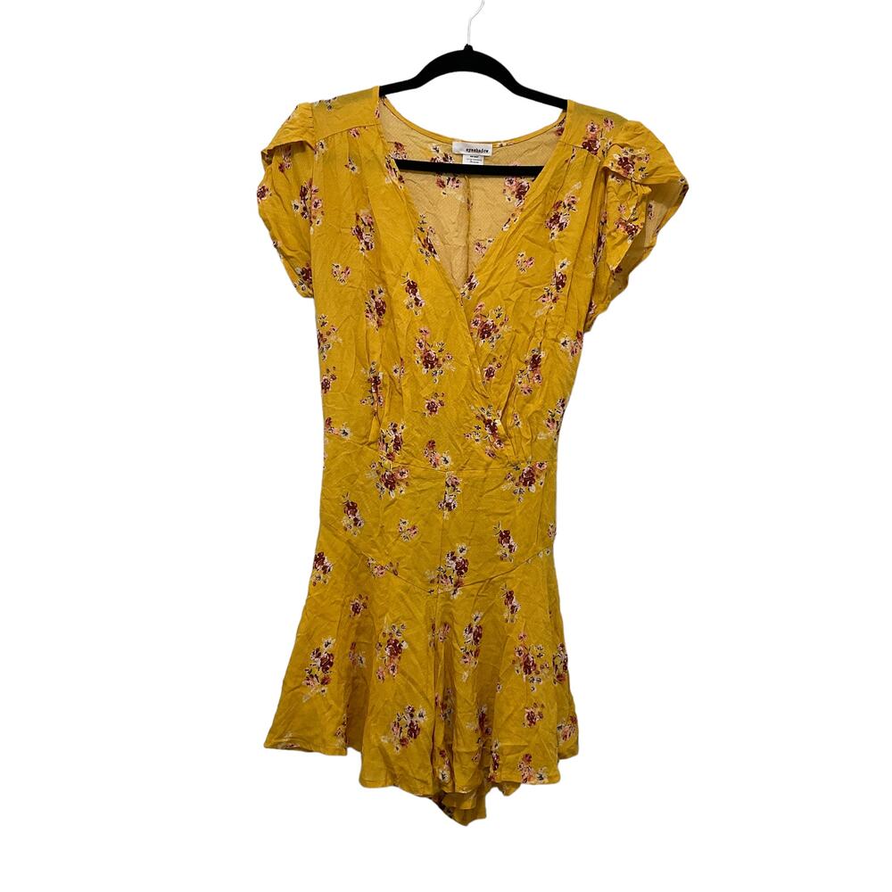 Eyeshadow Yellow Floral Short Romper